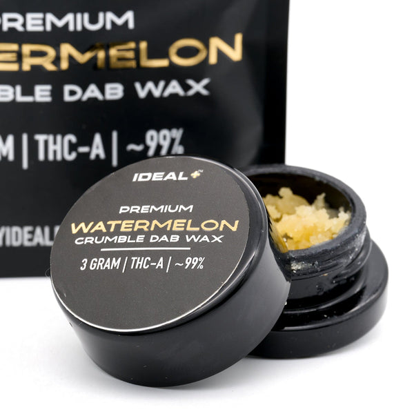 Black container of Watermelon 95% THCa Crumble Dab Wax for your shop permanent domain